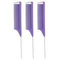 Colorful steel needle tip tail comb 3-piece set hair dyeing comb hairdressing comb hair picking comb hair sectioning rat tail comb