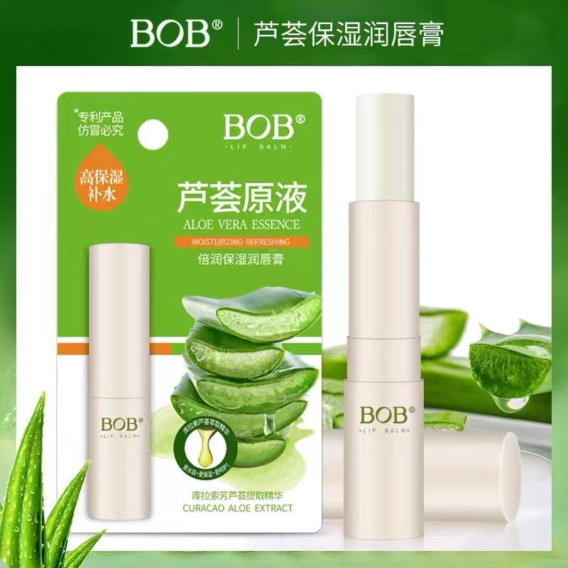 Bob aloe vera moisturizing lip balm for men and women, lightening lip lines, hydrating, transparent, colorless lip balm