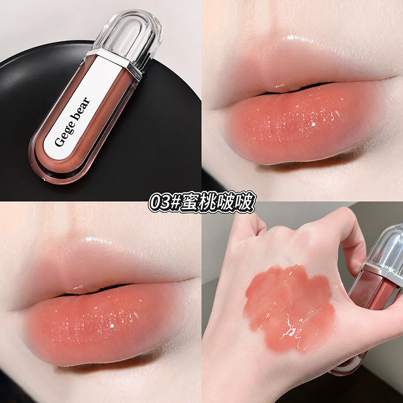 Gege bear hydrating & moisturizing lip gloss - transfer-proof, long-lasting, brightening, and mirror-shine finish