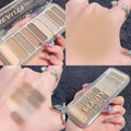 Miss lara nine-color eyeshadow palette - everyday makeup, cement palette, earth tones, blush, highlighter, contour, matte all-in-one palette