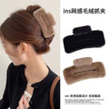 2024fall and winternew arrivalstuffed gripper square fur clip easiest for matchcute hair clip women's back head hair accessories