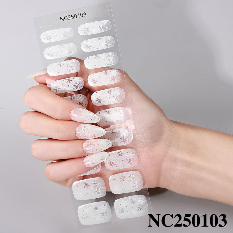 Zhengxiang cross-border french gel manicure stickers waterproof flash ice transparent european and american semi-baked nail stickers customized gel nail