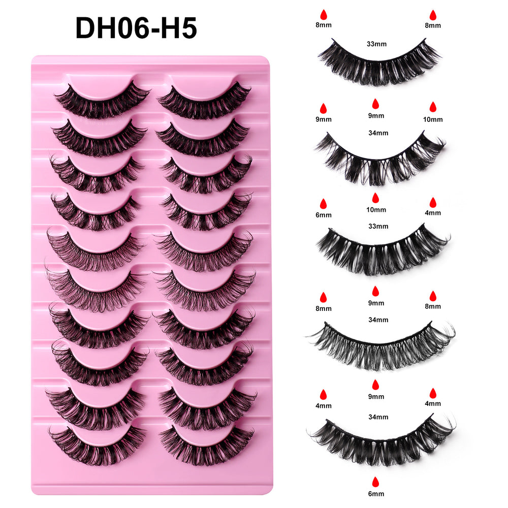 Export false eyelashes russian curling hair 10 pairs of asian mixed thai makeup comic curling eyelashes in stock batch