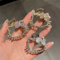 Girly heart diamond kt cat metal clip back head hair shark clip k-style half-tied hair cat hair clip headwear