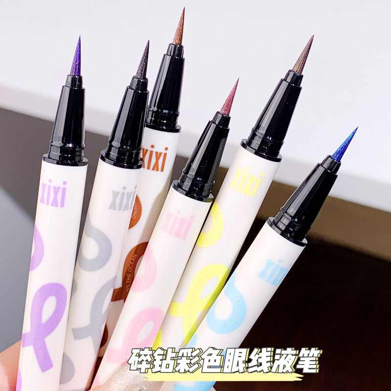Makeup xixi metal diamond pearlescent eyeliner long-lasting waterproof not easy to smudge down to lying silkworm pen eyeliner pen
