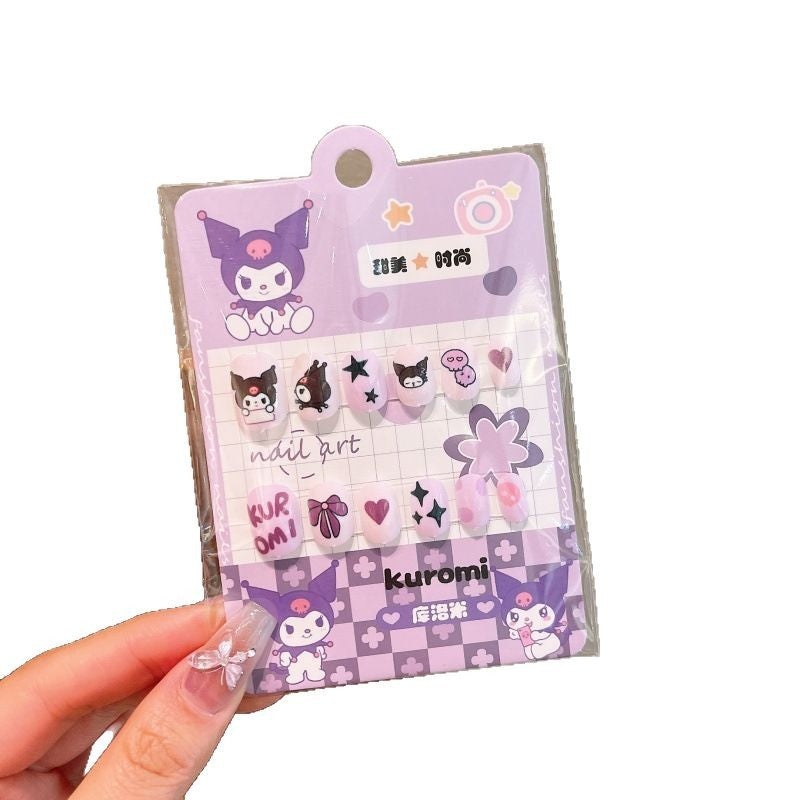 Cartoon cat kids nail stickers - new, non-toxic, odorless, girl's nail art stickers, girls' jelly glue removable press-on nails