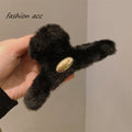 Retro small gold label stuffed medium size hair clip for less hair, shark clip half-tied hair clip, fall and winternew arrival hair clip for women