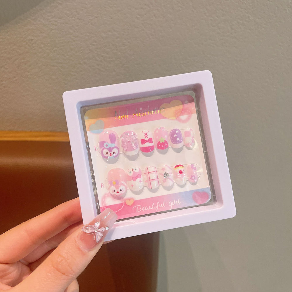 New arrivalkids manicure accessories kuromi wearable nails cute children melody nail stickers stereo pacha dog