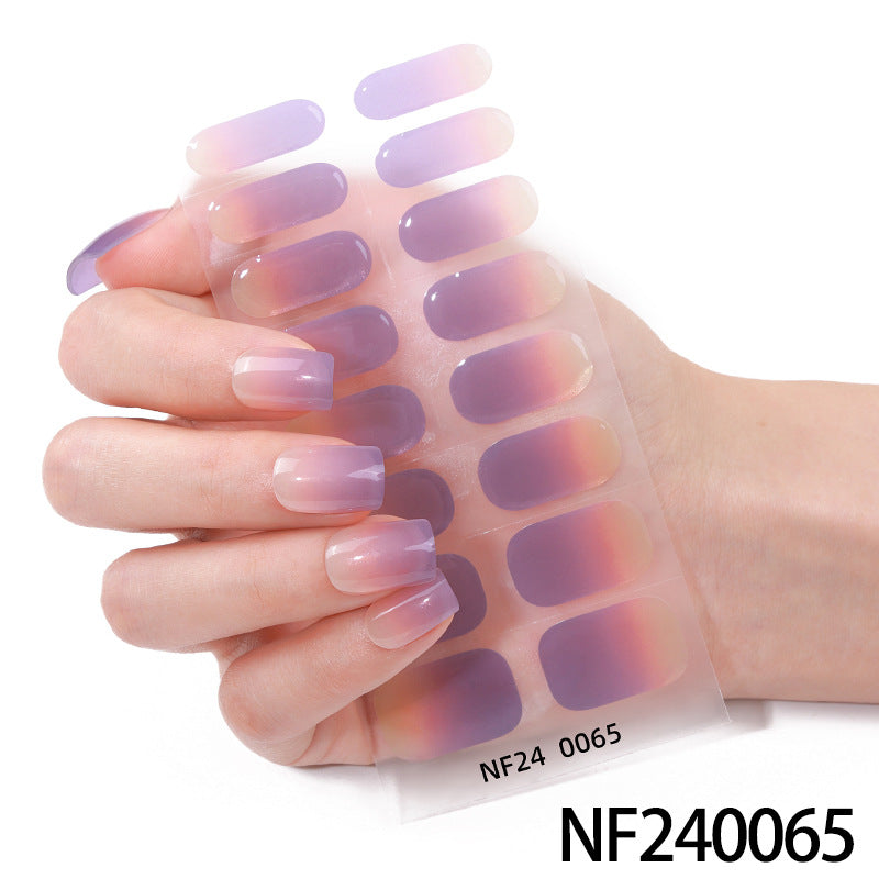 Zhengxiang custom gel nail art stickers waterproof uv light therapy nail polish film ins semi-cured nail stickers wholesale