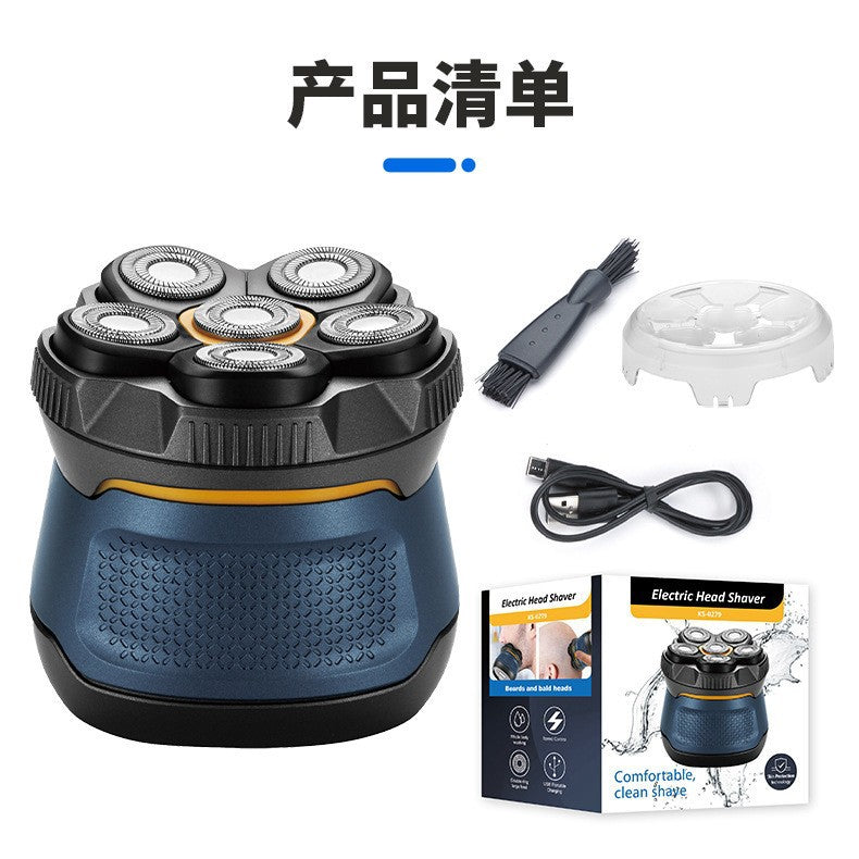 men's bald hairdresser 6d magnetic blade electric shaver washable razor high power beard