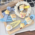 Cute custard bear series hair clip set - sweet & girly bang clips & high-elastic hair ties wholesale