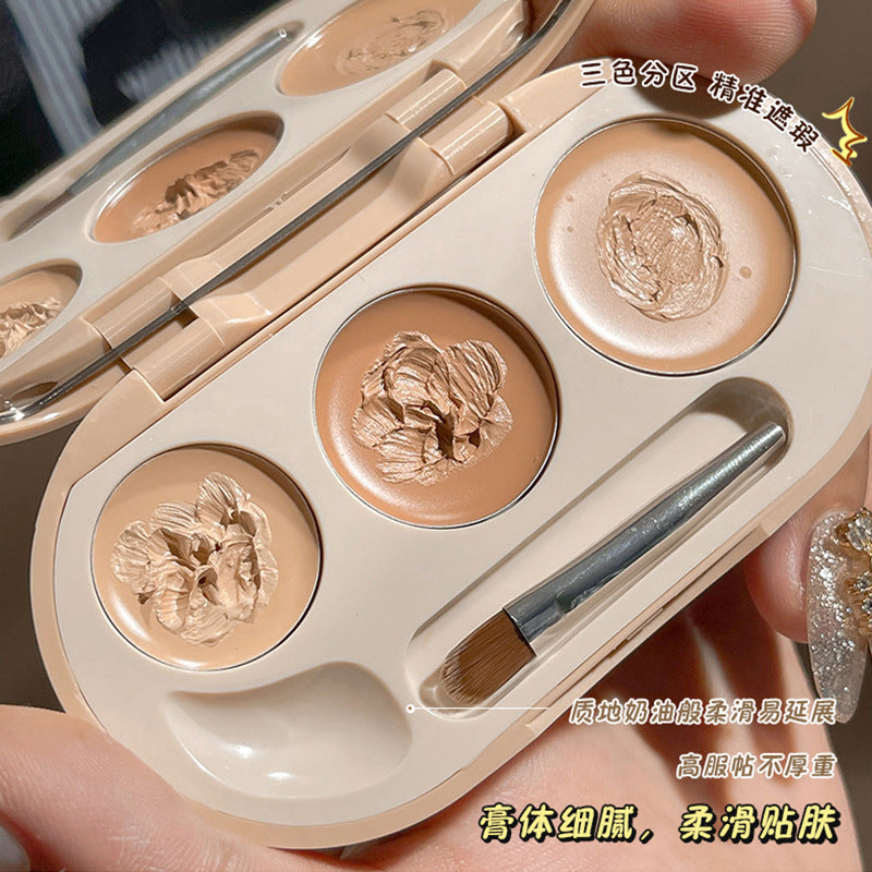 Novo three-color concealer covers spots, acne marks, dark circles, tattoos, long-lasting waterproof, non-removing makeup concealer palette