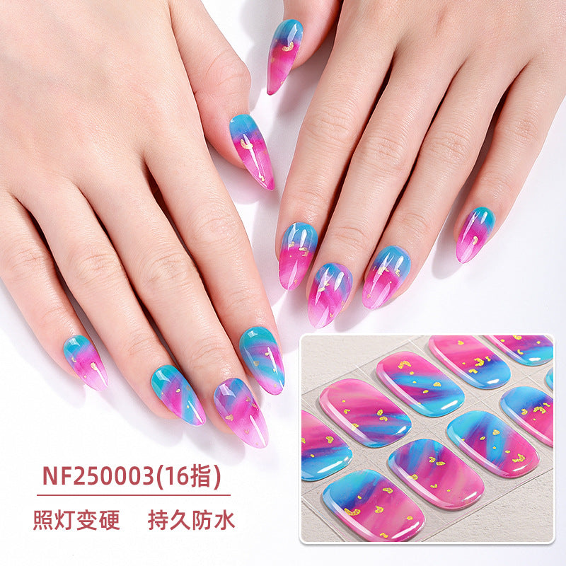 Zhengxiang custom gel nail stickers - waterproof french smudge, sparkle, uv semi-cured nail art stickers, cartoon designs