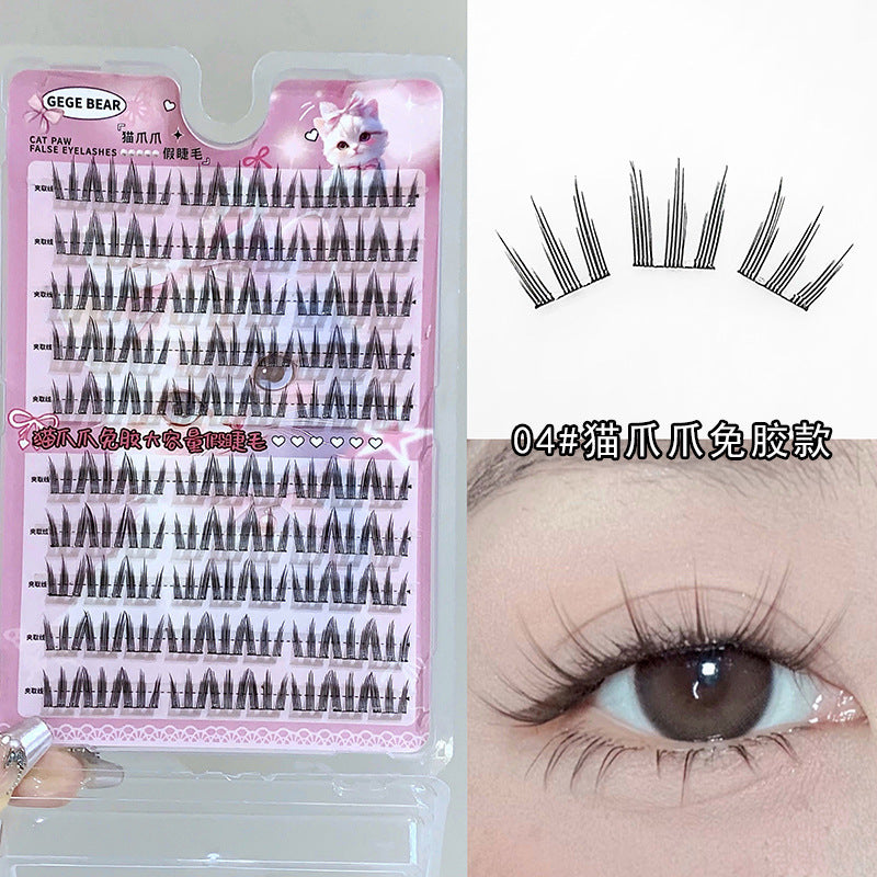 Gege bear nine-tailed rabbit fox series glue-free false eyelashes comic artificial segmented elongated eye tail novice eyelashes