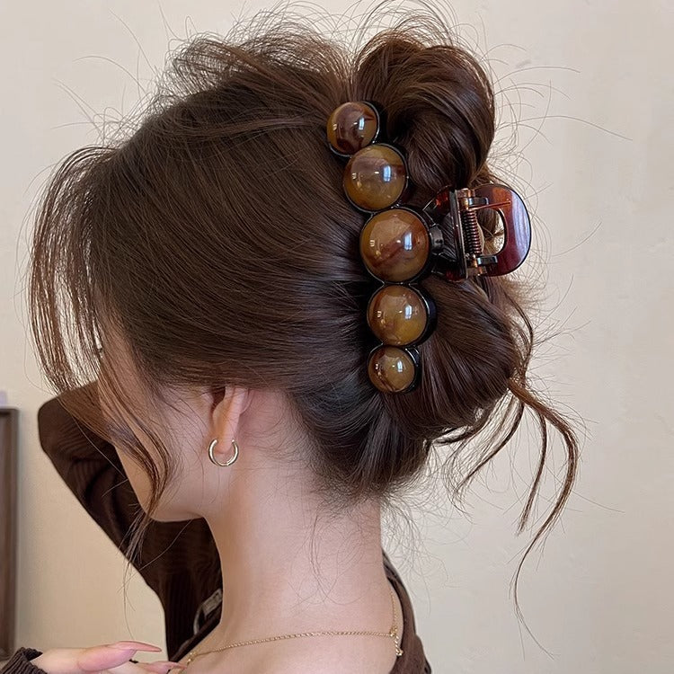 2025 new arrivalelegant amber bead clip women's hair clip large hairpin back of head classy shark clip headwear