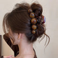 2025 new arrivalelegant amber bead clip women's hair clip large hairpin back of head classy shark clip headwear