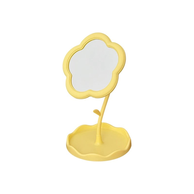 Flower portable mirror desktop dressing mirror home dormitory plastic storage for home sunflower makeup mirror