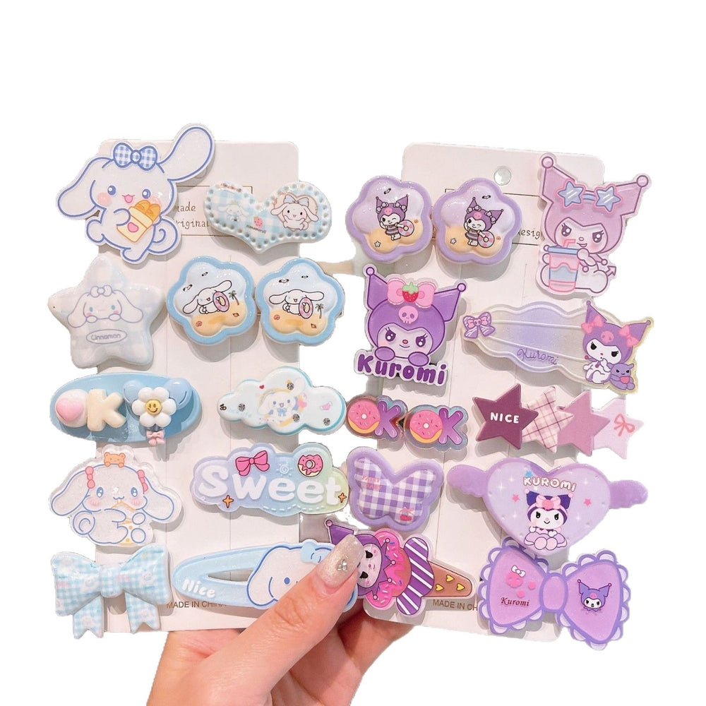 Sweet and girly cartoon hair accessories for students, acrylic hair clips for girls, cute princess bang clips, adorable hairpins and ornaments