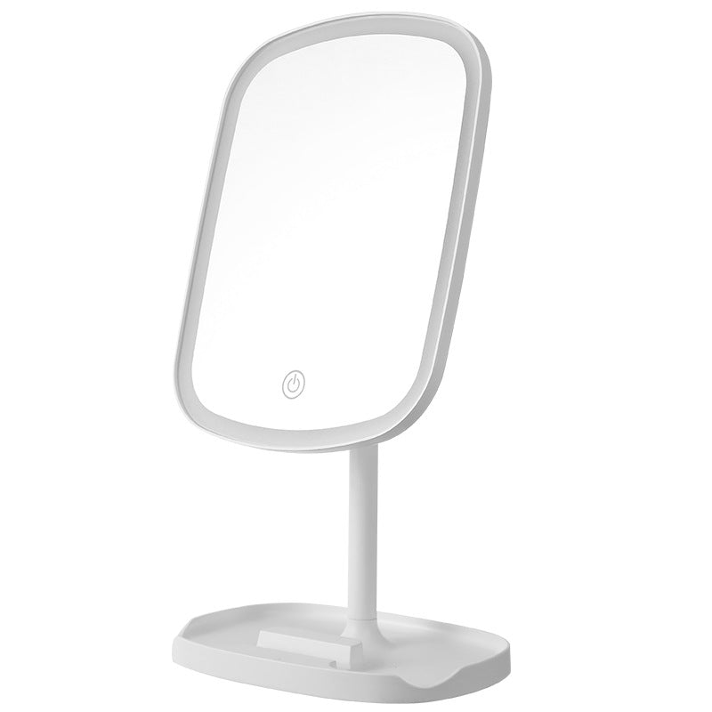 Desktop table storage makeup mirror plastic smart led light fill light for home dressing foldable glass mirror