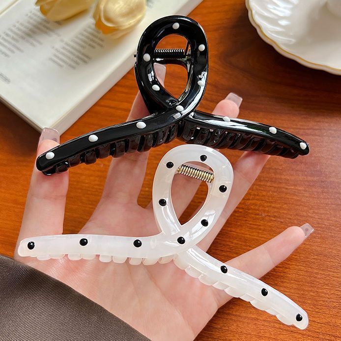 Summernew arrival black and white polka dot gripper for women's back of head fashioncasual hair clip shark clip hairpin classy hair clip