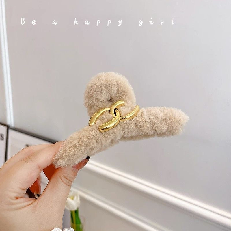 Stuffed gripper female fall and winter large hair clip classy sense ins shark clip hair volume multi-plate hair clip headwear hair accessories