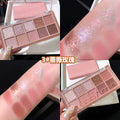 Sweet mint ten-color eyeshadow palette - shimmer, matte, fine glitter - student-friendly, everyday, affordable, cement earth tones
