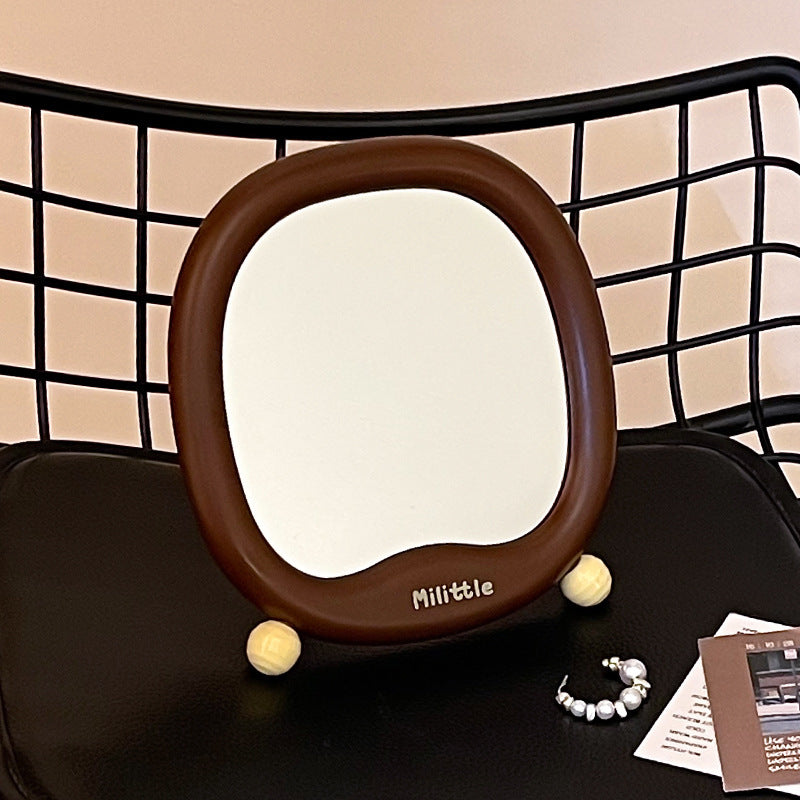 Girly makeup mirror - minimalist desktop mirror for beauty touch-ups, princess mirror, student dorm tabletop freestanding vanity mirror