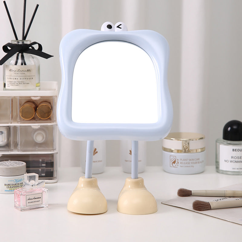 Cartoon big eyes dormitory makeup mirror adjustable desktop plastic storage for home table home glass mirror