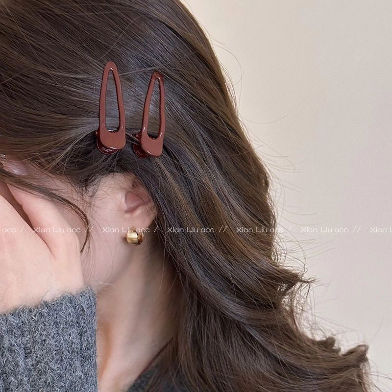 Ankola red metal hairpin sweetclassy sense of childlike girl side broken hair bangs duckbill clip hair accessories