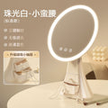 Led lighted makeup mirror - vanity mirror for home, plastic desktop organizer, desktop storage, and makeup touch-up