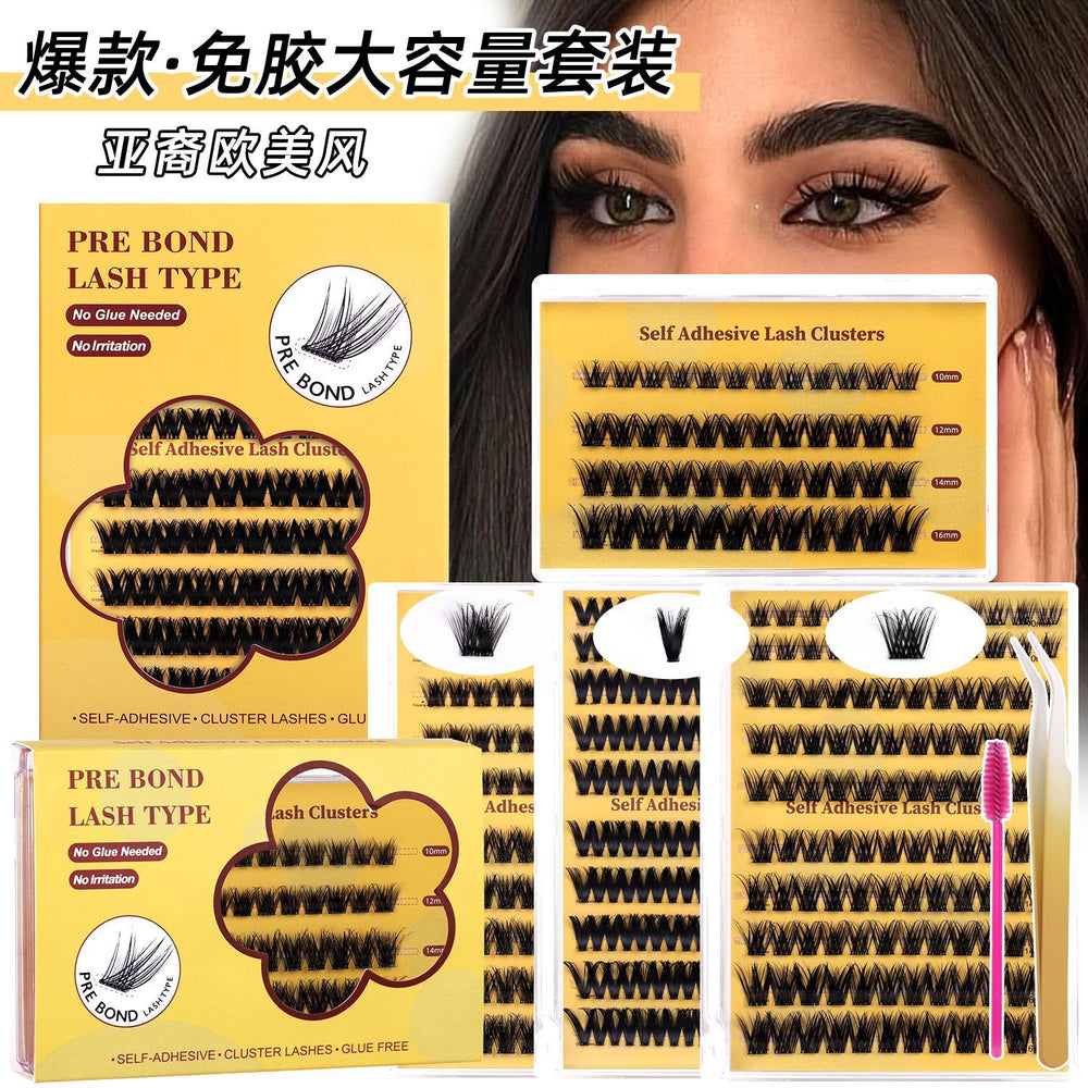 Glue-free false eyelashes fashion cross-border segmented formaldehyde-free diy curling and thickening suitcluster lashes