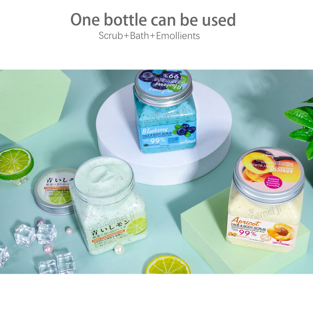 square bottle rice scrub to remove dead skin, clean fruit scrub to remove chicken skin, rose exfoliating cream 350g