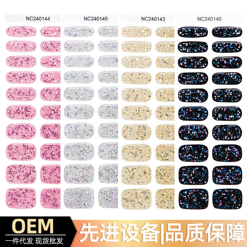 Zhengxiang custom gel nail art stickers - glitter, shimmer, uv light curing, semi-cured gel nail stickers - amazon