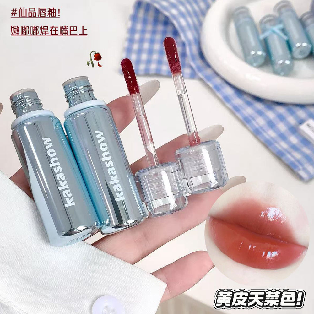 Kakashow highlighting & locking lip glaze - dewy mirror finish, plump glass lips, light makeup, no-makeup look, affordable lipstick