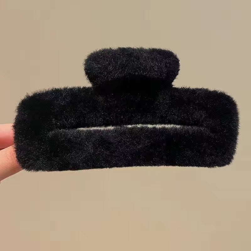 Fall and winterpure color fur gripper stuffed hairpin back of head hair gripper eleganceelegant shark clip cute hairpin headwear