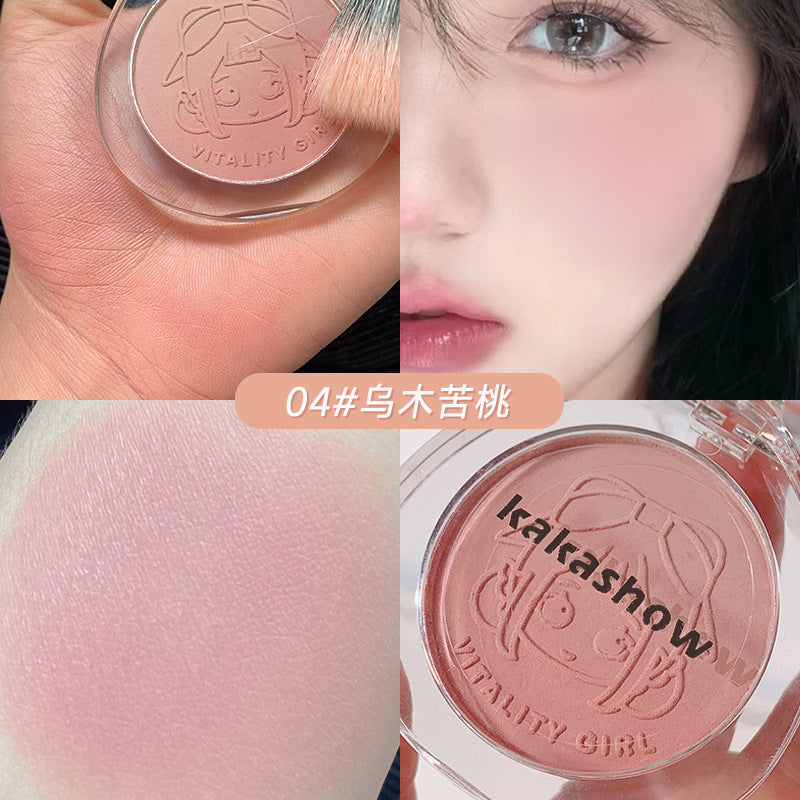 Kakashow vitality girl gradient blush matte fine shimmer student party daily whitening peach milk tea color rouge