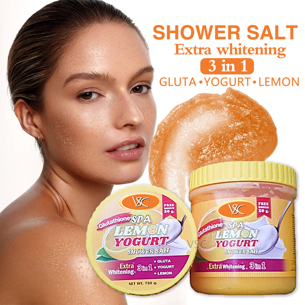 lemon yogurt scrub bath salt - exfoliates, brightens, moisturizes, deep cleansing scrub & body wash 720g