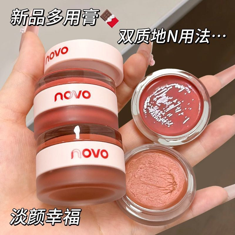 Novo vitality translucent lip and cheek cream for women watery matte color development non-drying whitening lip glaze lip mud blush cream