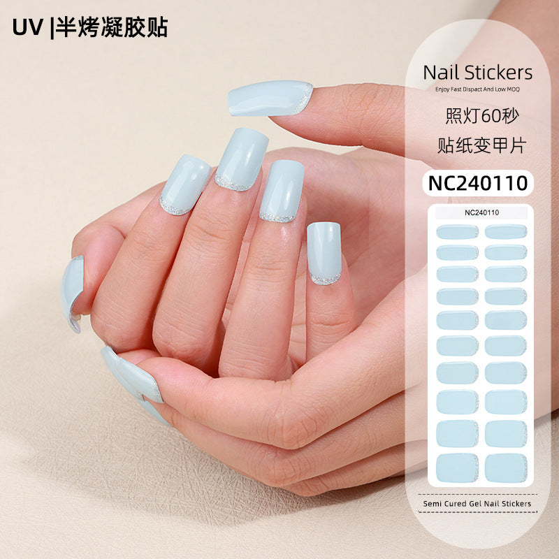 Zhengxiang custom gel nail stickers uv light therapy semi-cured nail art stickers second generation semi-cured nail stickers waterproof wholesale
