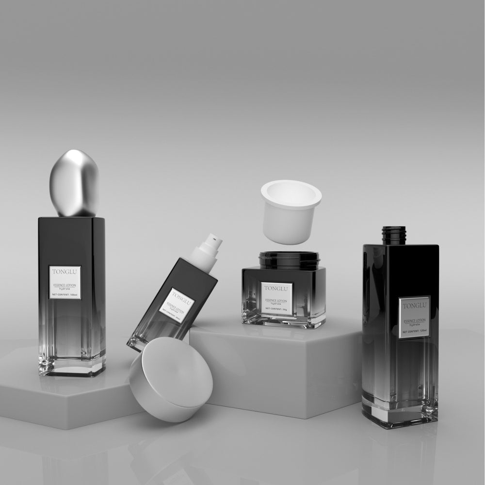 Manufacturer supplies cosmetic glass bottle suit packaging material 120ml lotion essential oil press bottle 50g cream bottle