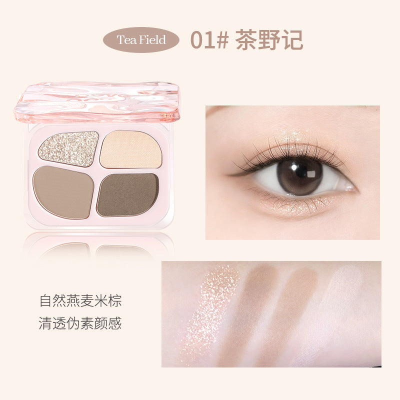 Makeup novo smart four-color eyeshadow silkworm palette pearlescent flash brightening highlight shadow eyeshadow silkworm all-in-one palette