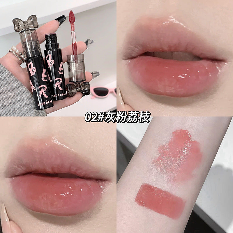 Gege bear crystal clear plumping lip glaze - waterproof, smudge-proof, mirror glass finish, moisturizing lipstick