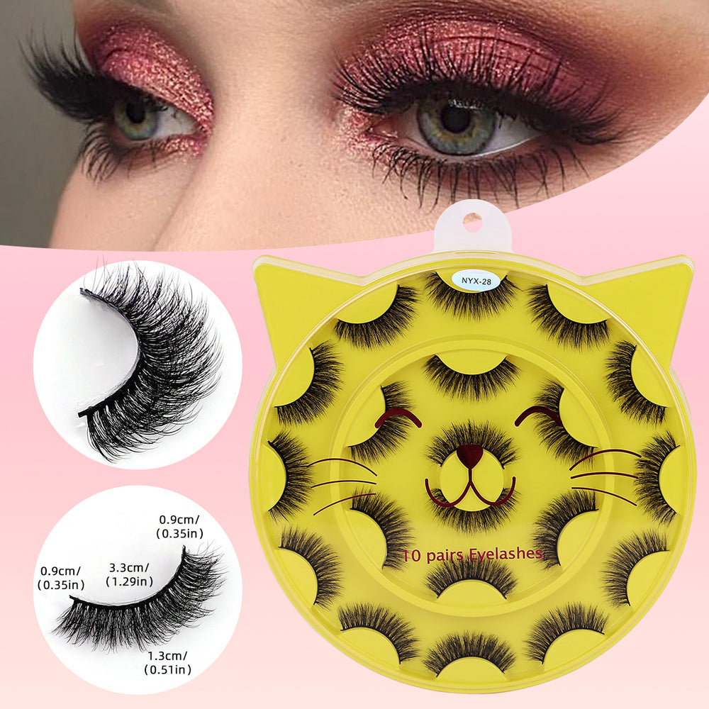 Premium *hard stem false eyelashes - 10 pairs - european & american style - black band - barbie doll/devil eye - dense volume - stage makeup lashes