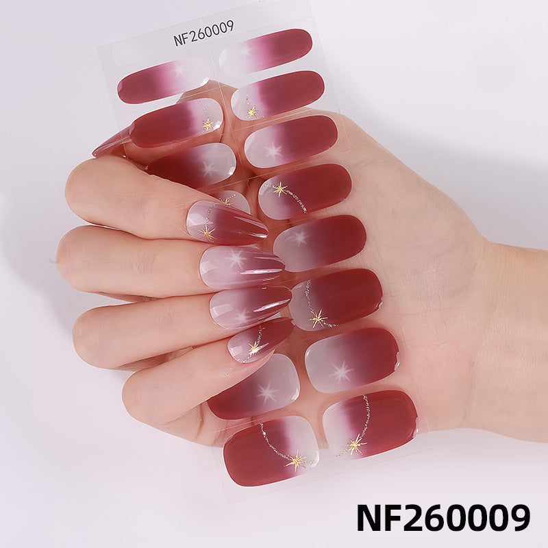 Zhengxiang fashion gel manicure stickers waterproof semi-cured gel nail stickers smudged ice uv gel nail