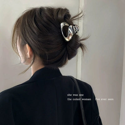 Cold style silver small gripper hair volume small shark clip metal niche style design clip hair clip female high-end