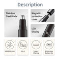 3-in-1 electric nose hair trimmer for men, rechargeable digital display, multi-function portable shaver for eyebrows and sideburns