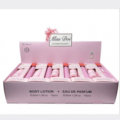 luxury perfume sample 35ml body lotion two-piece set, popular arabian women's perfume gift set