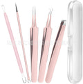 stainless steel oblique eyebrow clip super sharp cell clip straight clip hook clip three-piece set acne needle beauty set