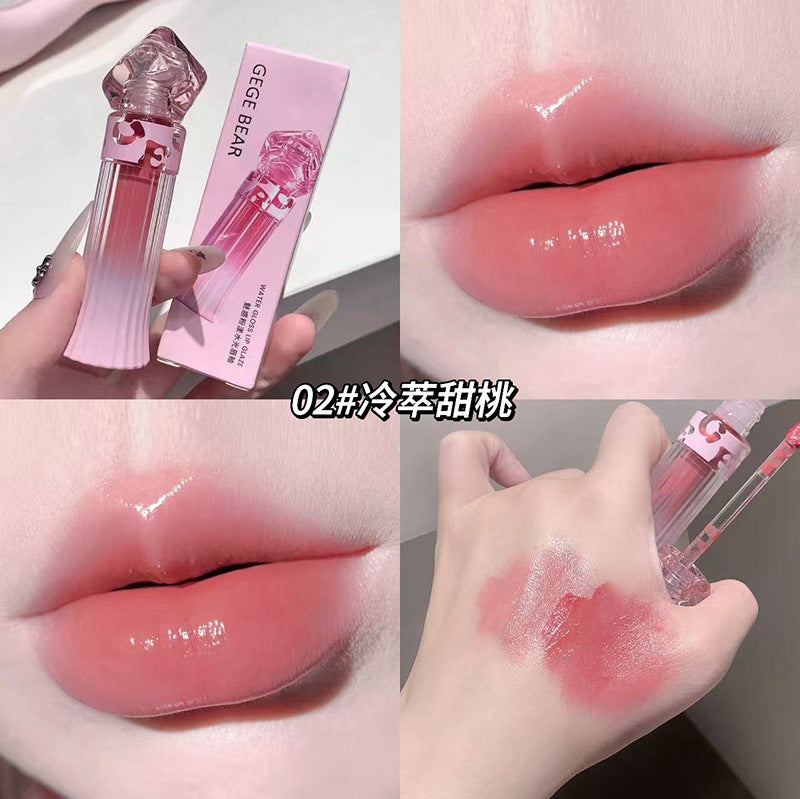 Gege bear charming pink water glossy lip glaze suit women's mirror glass dudu lips pseudo-natural white lipstick