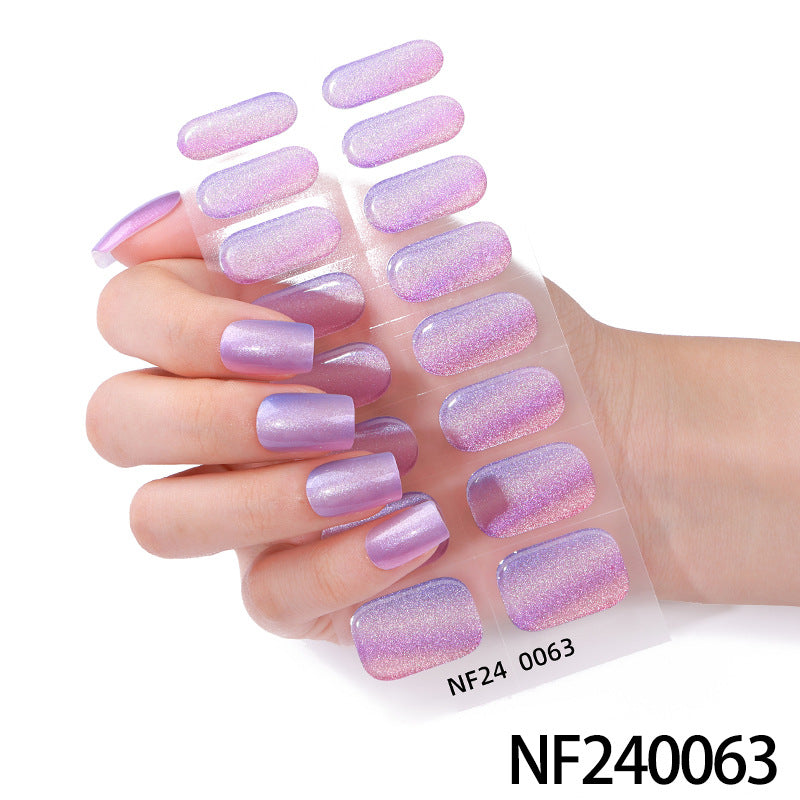 Zhengxiang custom gel nail stickers waterproof amazon cat eye onion powder uv light semi-cured nail stickers wholesale
